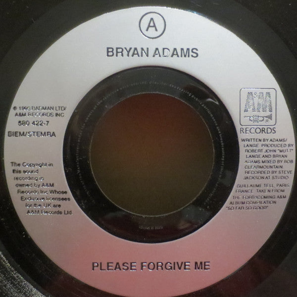 Bryan Adams : Please Forgive Me (7", Single, Jukebox)