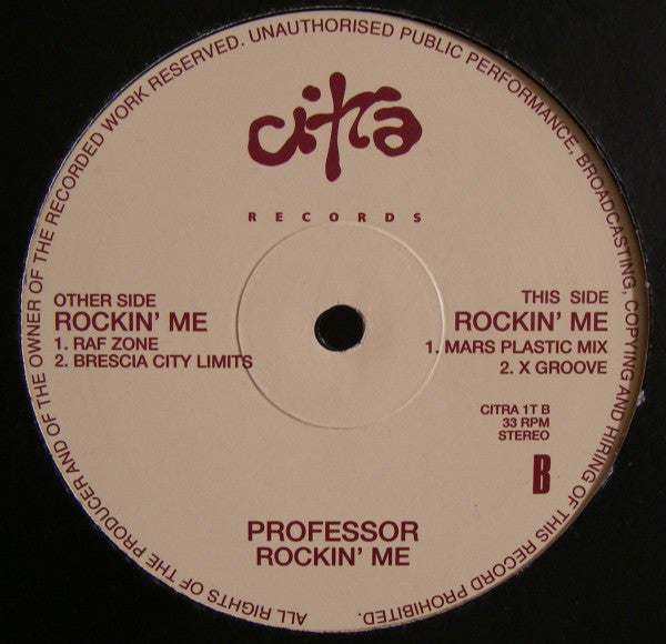 DJ Professor : Rockin' Me (12", Single)