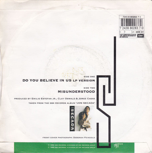 Jon Secada : Do You Believe In Us (7", Single)