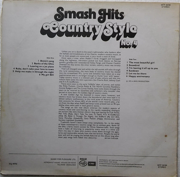 Unknown Artist : Smash Hits Country Style No.4 (LP, Comp)