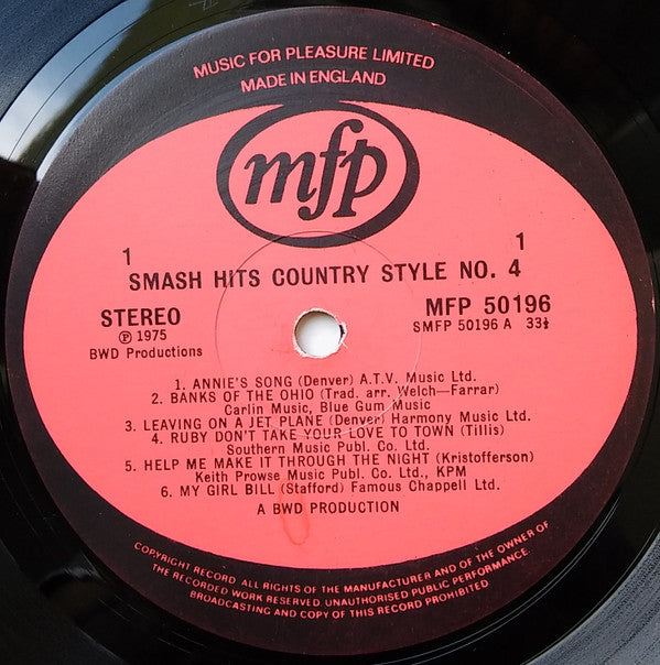 Unknown Artist : Smash Hits Country Style No.4 (LP, Comp)