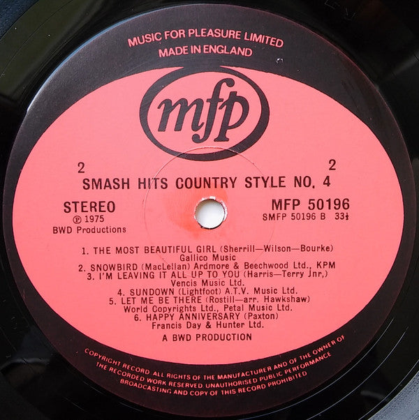 Unknown Artist : Smash Hits Country Style No.4 (LP, Comp)