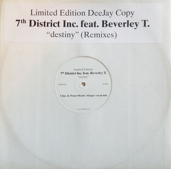 7th District Inc. : Destiny (Remixes) (12", Ltd, Promo)