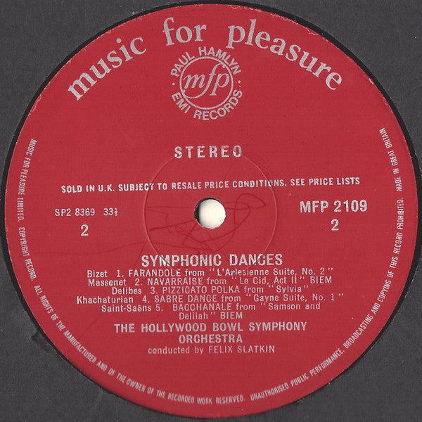 Felix Slatkin Conducts The The Hollywood Bowl Symphony Orchestra : Symphonic Dances (LP, Album, RE)