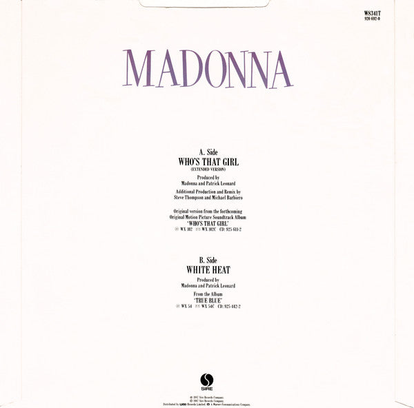 Madonna : Who's That Girl (Extended Version) (12", Single, Squ)