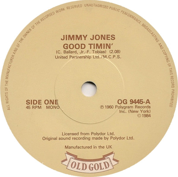 Jimmy Jones : Good Timin' (7", Single, Mono, RE)