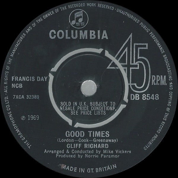 Cliff Richard : Good Times (7", Single, Kno)