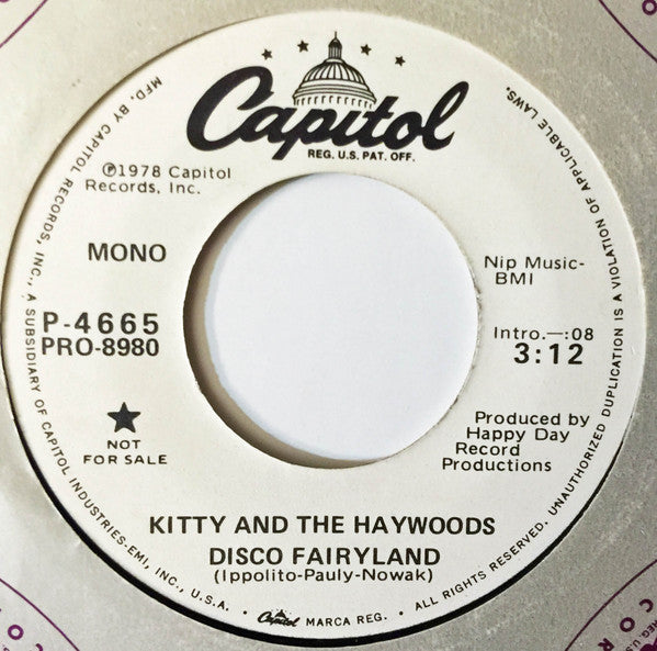 Kitty And The Haywoods : Disco Fairyland (7", Single, Mono, Promo)