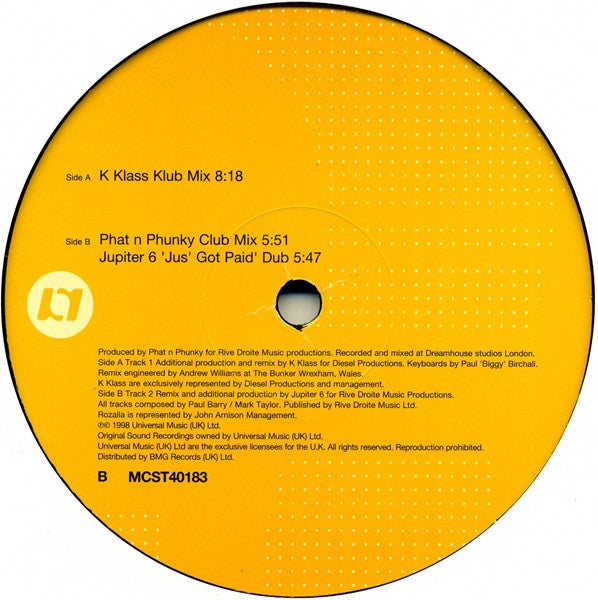Phat 'N' Phunky Feat. Rozalla : Friday Night (12")