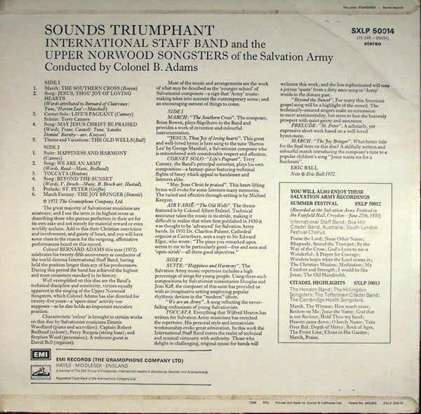 International Staff Band Of The Salvation Army, Upper Norwood Songsters Of The Salvation Army : Sounds Triumphant (LP)