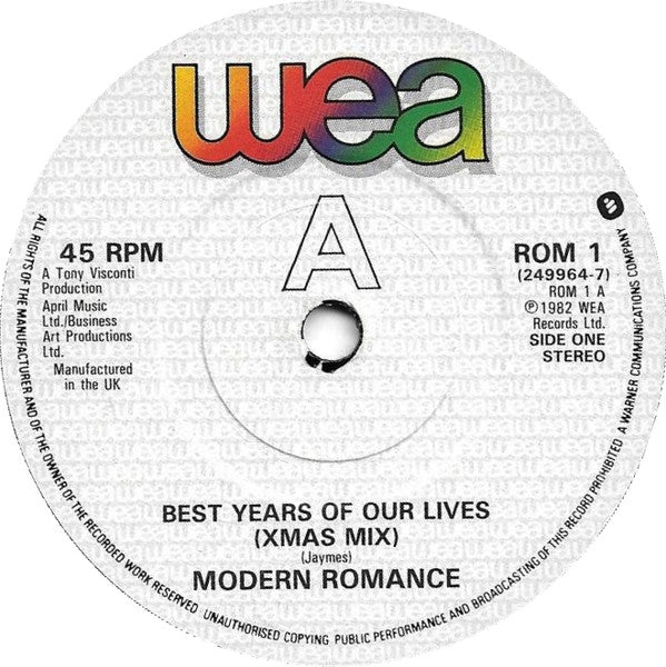Modern Romance : Best Years Of Our Lives (Special Christmas Party Mix) (7", Single)