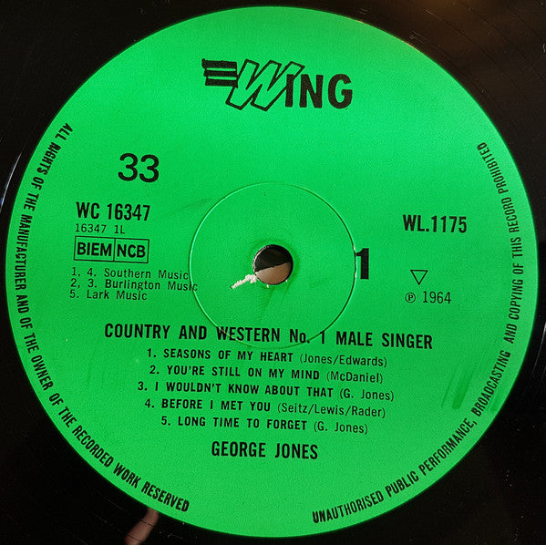 George Jones (2) : Country And Western #1 Male Singer (LP, Mono, RE)
