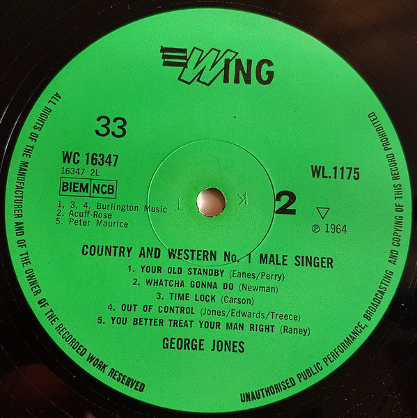 George Jones (2) : Country And Western #1 Male Singer (LP, Mono, RE)