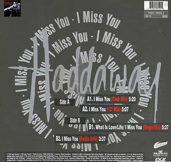 Haddaway : I Miss You (12", Single)