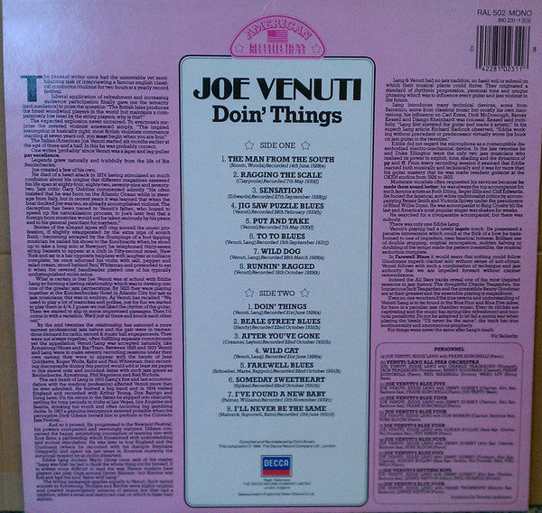 Joe Venuti : Doin' Things (LP, Comp, Mono, Rem)