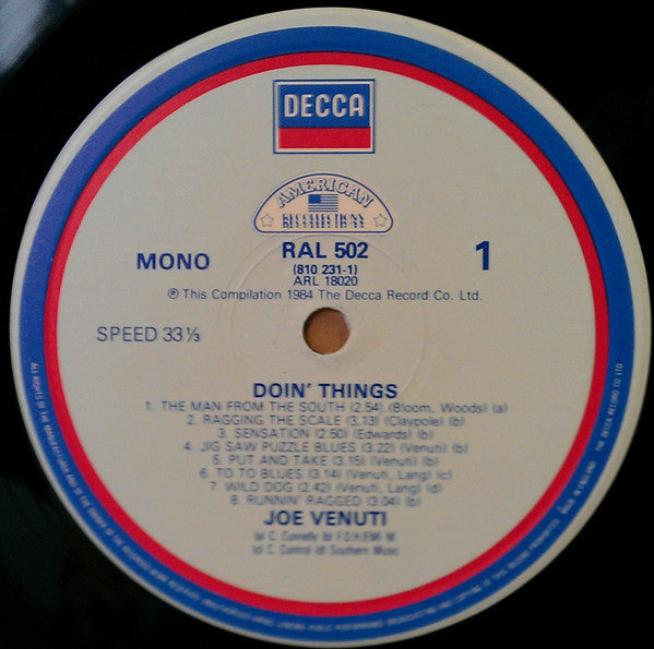 Joe Venuti : Doin' Things (LP, Comp, Mono, Rem)