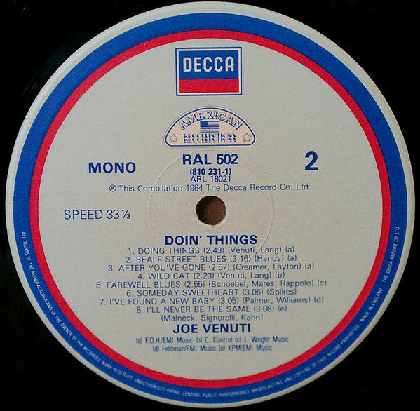 Joe Venuti : Doin' Things (LP, Comp, Mono, Rem)