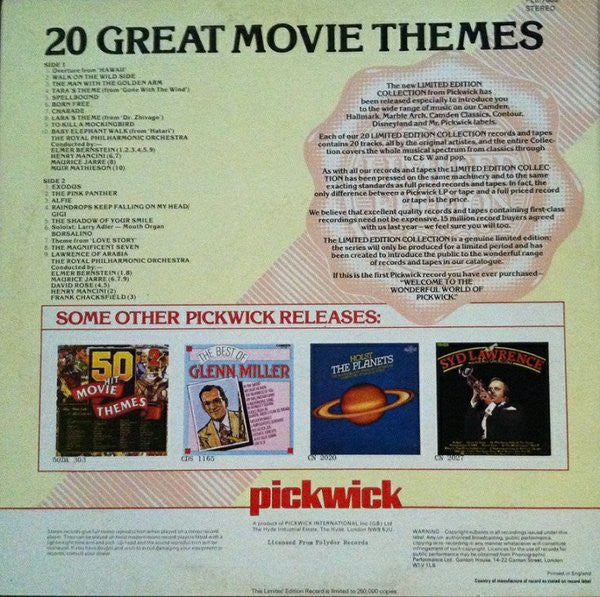 Royal Philharmonic Orchestra : 20 Great Movie Themes (LP, Comp, Ltd)