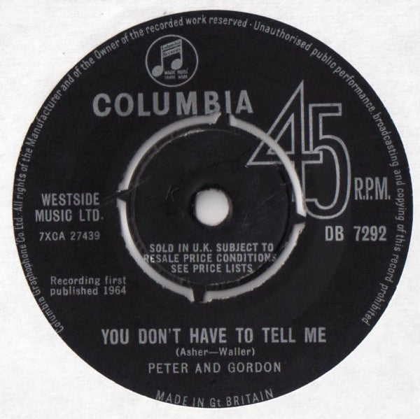 Peter & Gordon : Nobody I Know (7", Single)