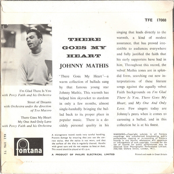 Johnny Mathis : There Goes My Heart (7", EP, Sol)
