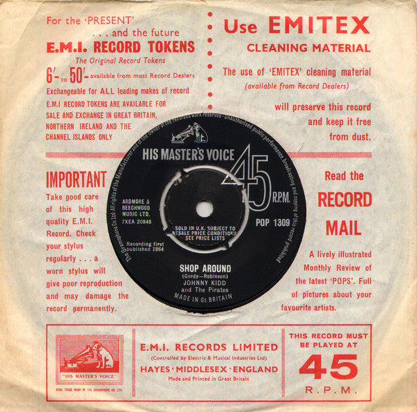 Johnny Kidd & The Pirates : Jealous Girl (7", Single)