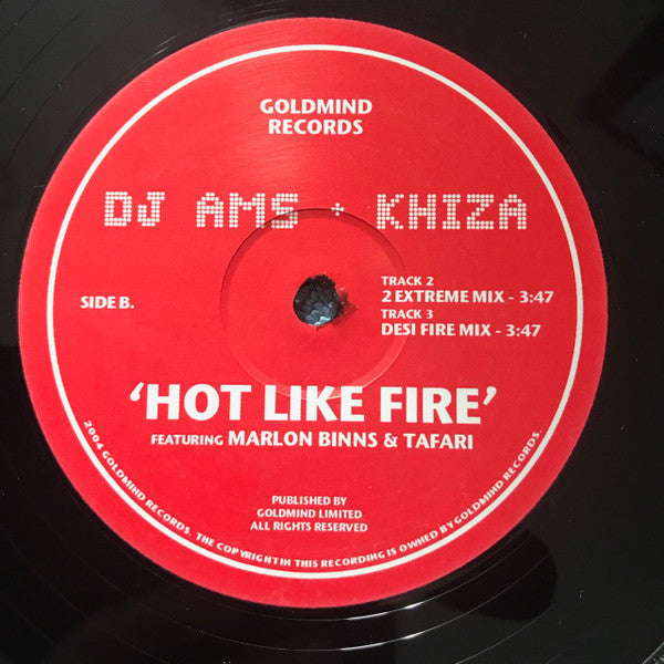 DJ Ams & Khiza : Hot Like Fire (12", Single)