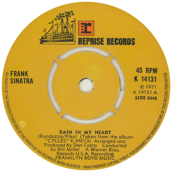 Frank Sinatra : Rain In My Heart (7", Single)