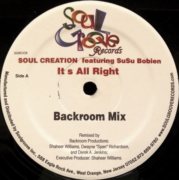 Soul Creation Featuring SuSu Bobien* : It's All Right (12")