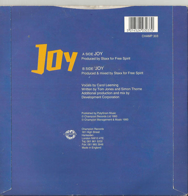 Staxx : Joy (7", Single)