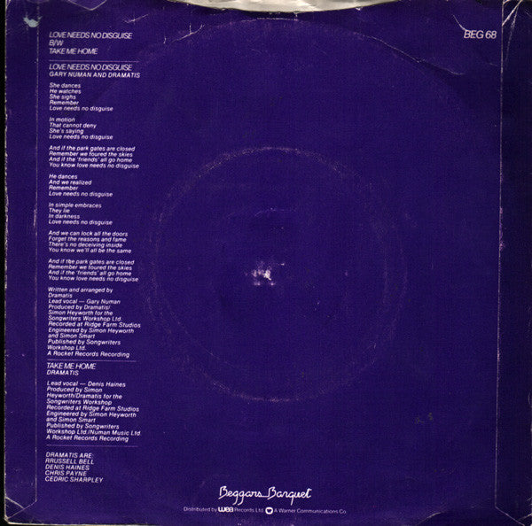 Gary Numan And Dramatis : Love Needs No Disguise (7", Single)