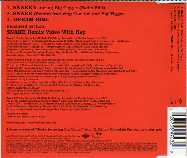 R. Kelly Featuring Big Tigger : Snake (CD, Single, Enh)