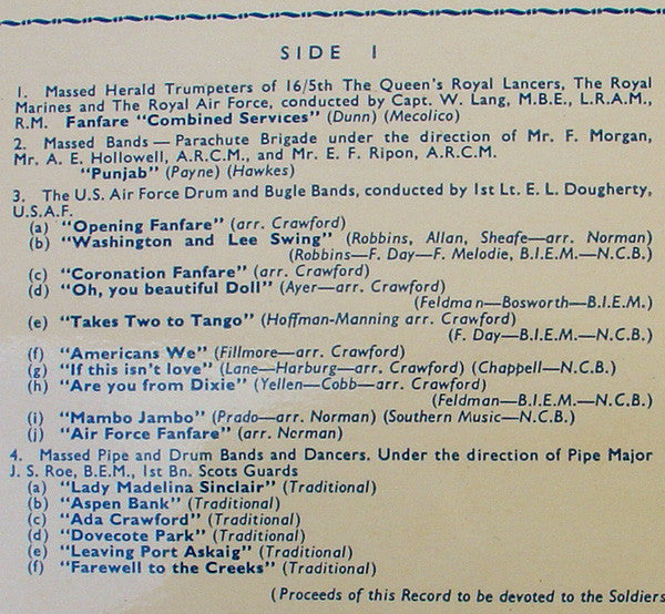 Various : SSAFA Searchlight Tattoo At The White City 1956 (10", Mono)