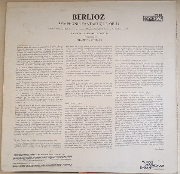 Hector Berlioz, The Hague Philharmonic, Willem Van Otterloo : Symphonie Fantastique (LP, RE)