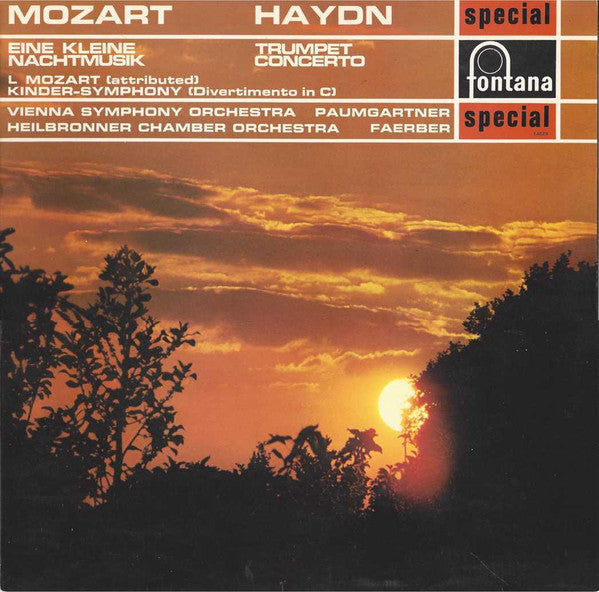 Wolfgang Amadeus Mozart / Joseph Haydn / Leopold Mozart - Wiener Symphoniker, Bernhard Paumgartner / Württembergisches Kammerorchester, Jörg Faerber : Eine Kleine Nachtmusik / Trumpet Concerto / Kinder-Symphony (Divertimento In C) (LP, RE)