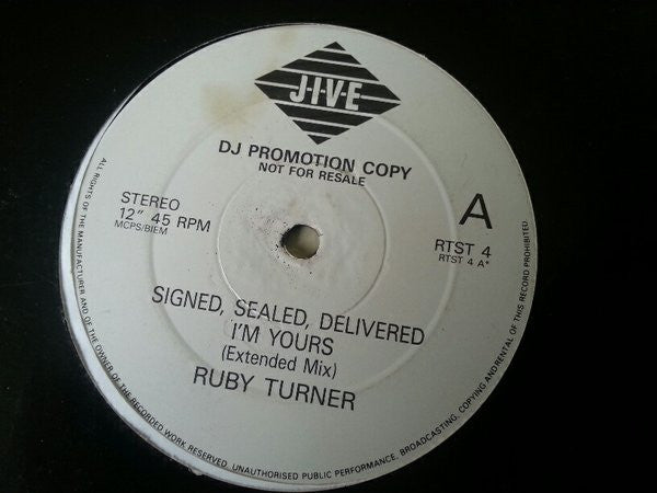 Ruby Turner : Signed, Sealed, Delivered (I'm Yours) (12", Promo)