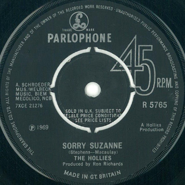 The Hollies : Sorry Suzanne (7", Single, Pus)