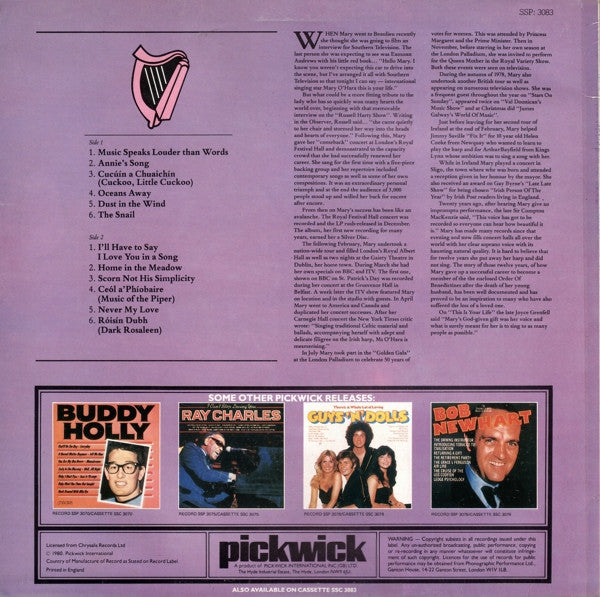 Mary O'Hara : Music Speaks Louder Than Words (LP, RE)