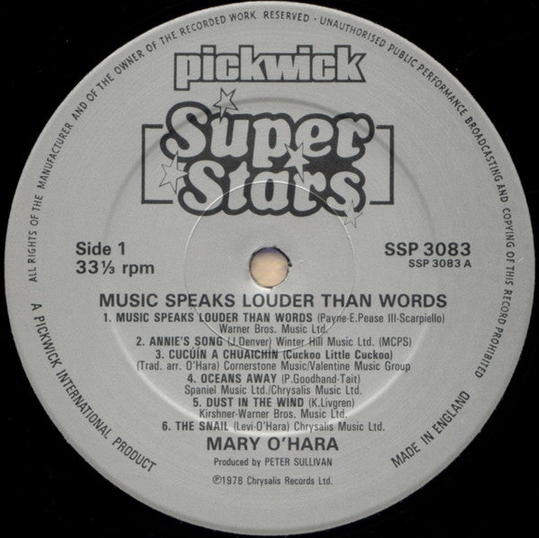 Mary O'Hara : Music Speaks Louder Than Words (LP, RE)