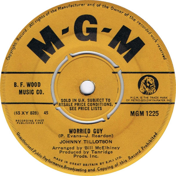 Johnny Tillotson : Worried Guy (7", Single)