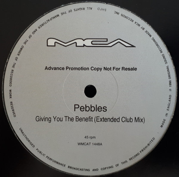 Pebbles : Giving You The Benefit (12", Promo)