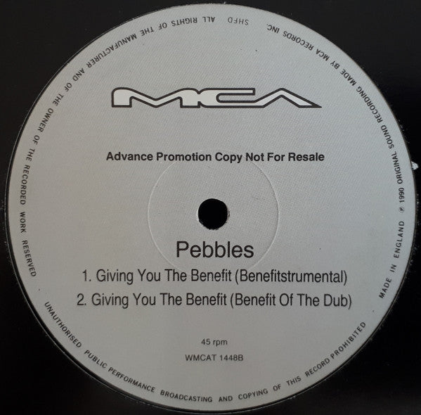 Pebbles : Giving You The Benefit (12", Promo)