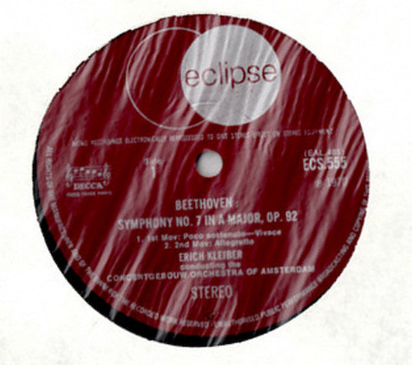 Ludwig Van Beethoven / Concertgebouworkest / Erich Kleiber : Symphony No. 7 In A Major (LP, RE)