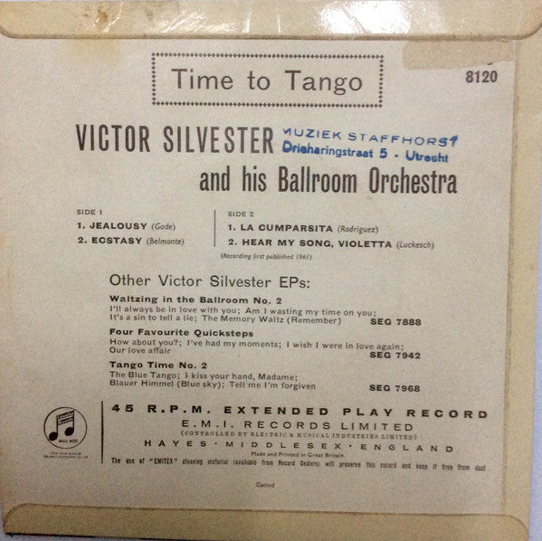 Victor Silvester and His Ballroom Orchestra : Time To Tango (7", EP, Mono)