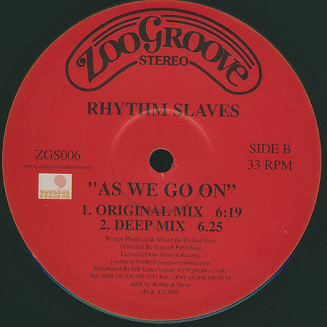 The Rhythm Slaves : As We Go On (12")