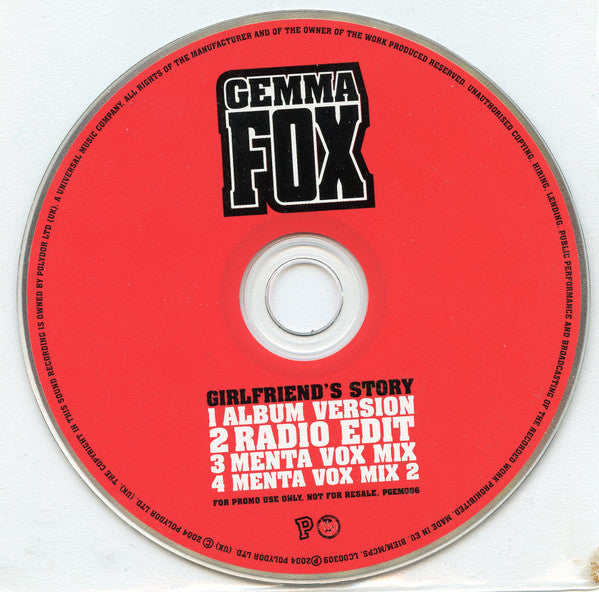 Gemma Fox Featuring MC Lyte : Girlfriend's Story (CD, Single, Promo)
