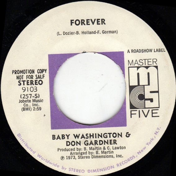 Baby Washington & Don Gardner : Forever (7", Mono, Promo)