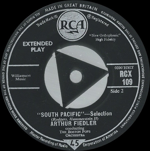 Boston Pops Orchestra, Arthur Fiedler : My Fair Lady / South Pacific (7", EP, Mono, 3 p)