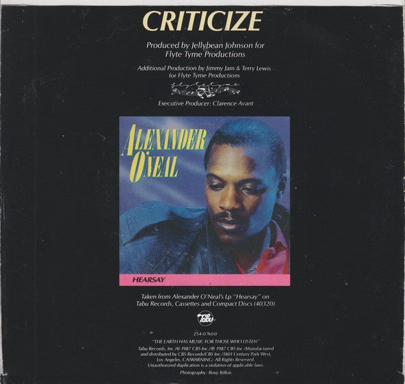 Alexander O'Neal : Criticize (7", Single)