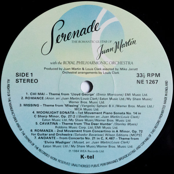 Juan Martin With Royal Philharmonic Orchestra : Serenade - The Romantic Guitar Of Juan Martín With The Royal Philharmonic Orchestra (LP)