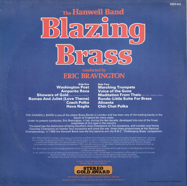 The Hanwell Band : Blazing Brass (LP, Album, RE)
